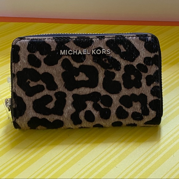 Michael Kors Bags Michael Kors Small Leopard Print Calf Hair Wallet